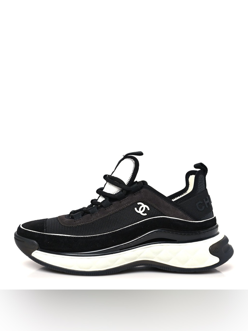 CHANEL Black and White Men's Sporty Trainer Sneaker